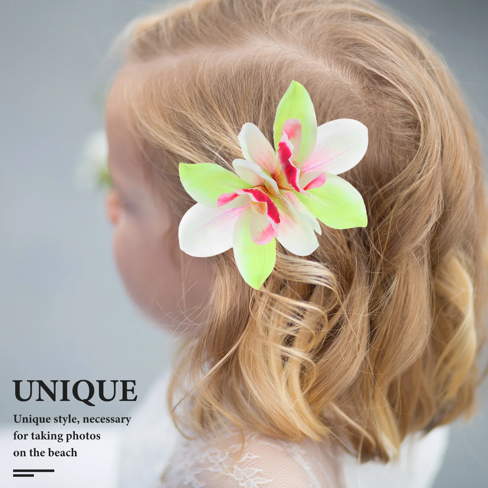 

3pcs Simulated Cymbidium Hairpin Floral Clips for Women Lightweight Faux Beach Photo Accessories Green Decorative