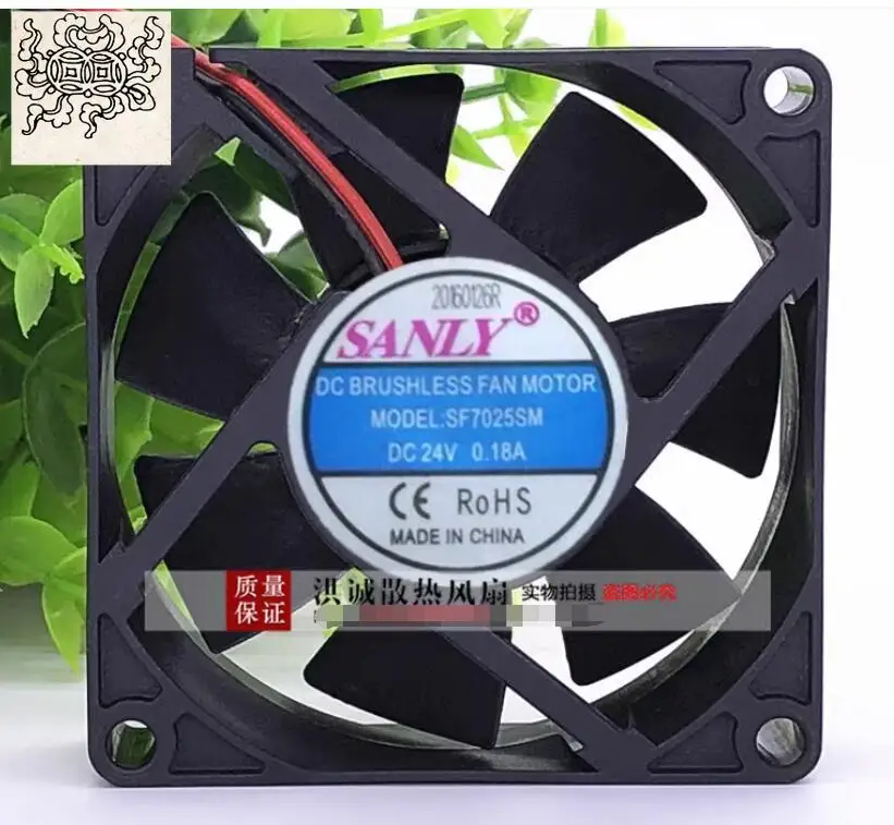 Ltsf لـ SANLY SF7025SM DC 24V 0.18A 70x70x25mm 2-Wire Server Cooling Fan7cm