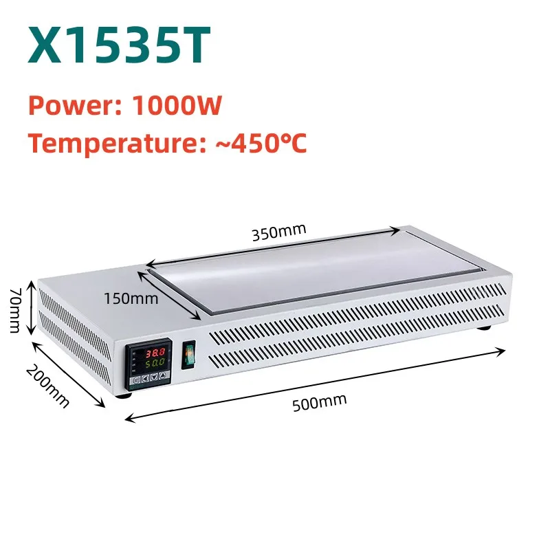 X1535T 1000W Aluminium Preheating Station 150x350mm 450℃ PCB BGA LED Phone Hot Plate Electronic Heating Platform Table Tool