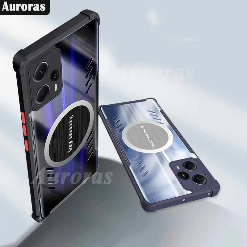 

Auroras For Xiaomi Poco F5 Case Car Mounted Magnetic Suction Clear Heat Dissipation Shell For Xiaomi Poco F5 Pro Cover