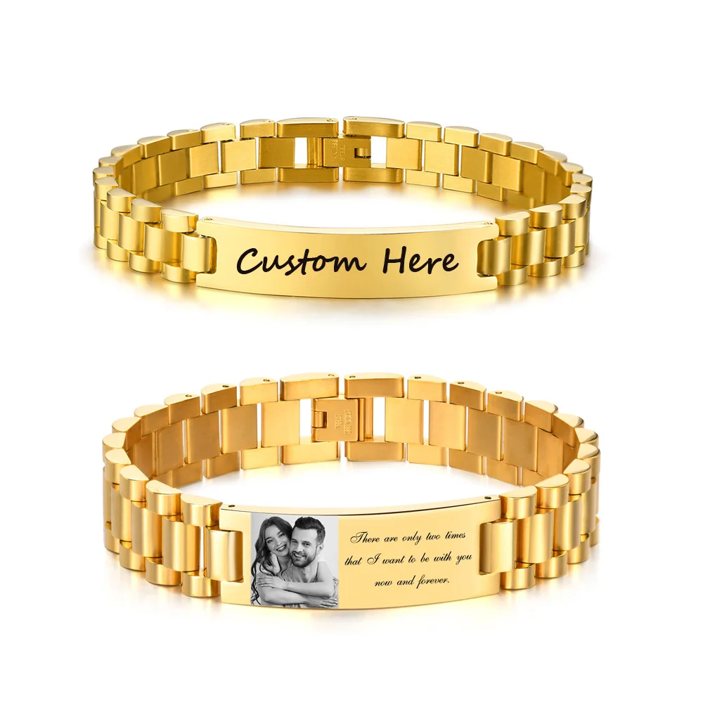 

Free Personalized Custom Couple Bracelets for Women Men,Engraving Name Date ID Bracelet for Lover,Valentine's Day Gift