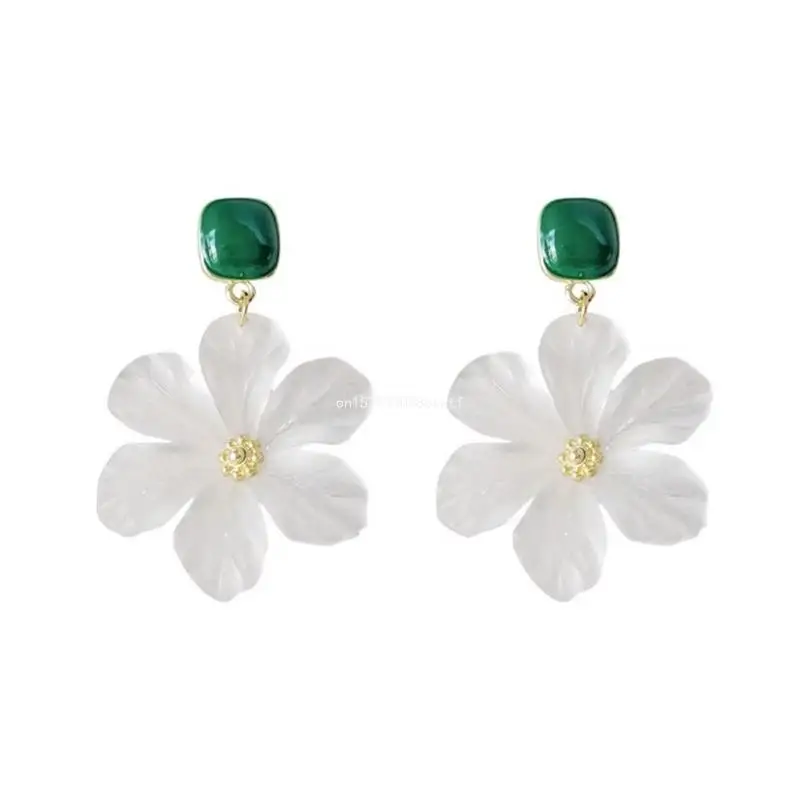 Acrylic Flower Earrings Blooms Floral Ear Rings Ornament for Special Occasion Dropship