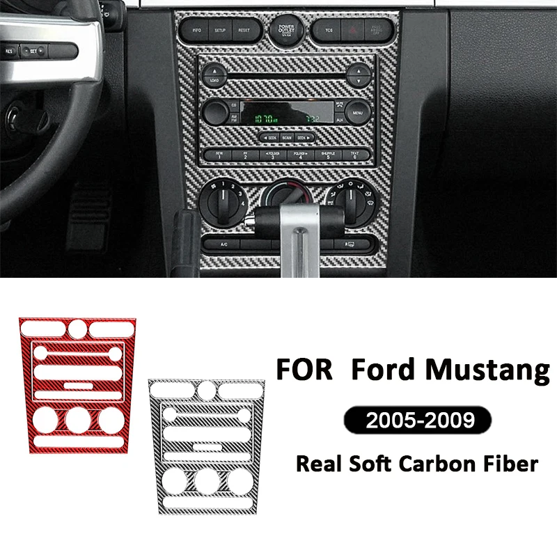 

For Ford Mustang 2005-2009 Carbon Fiber Auto Central Control Air Conditioner Multimedia CD Panel Trim Cover Decoration Sticker