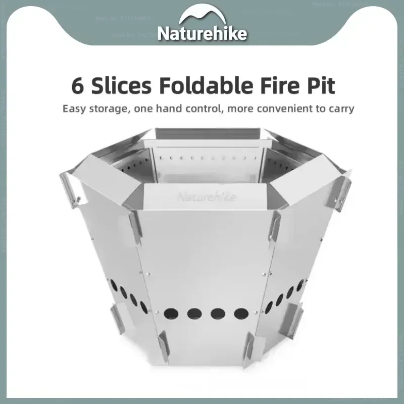 Naturehike 6 Piece Folding Stainless Steel Fire Rack Removable Outdoor Camping Picnic Cooking Heating Stove Portable Wood Stove