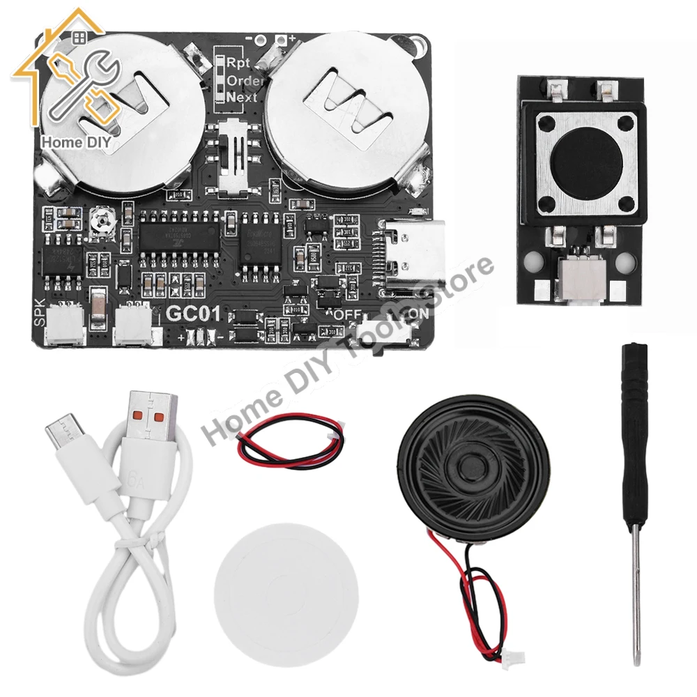 Greeting Card Gift Sound Module DIY MP3 WAV Button Control Music Voice Player Programmable Board with Speaker DIY Kit TYPE-C