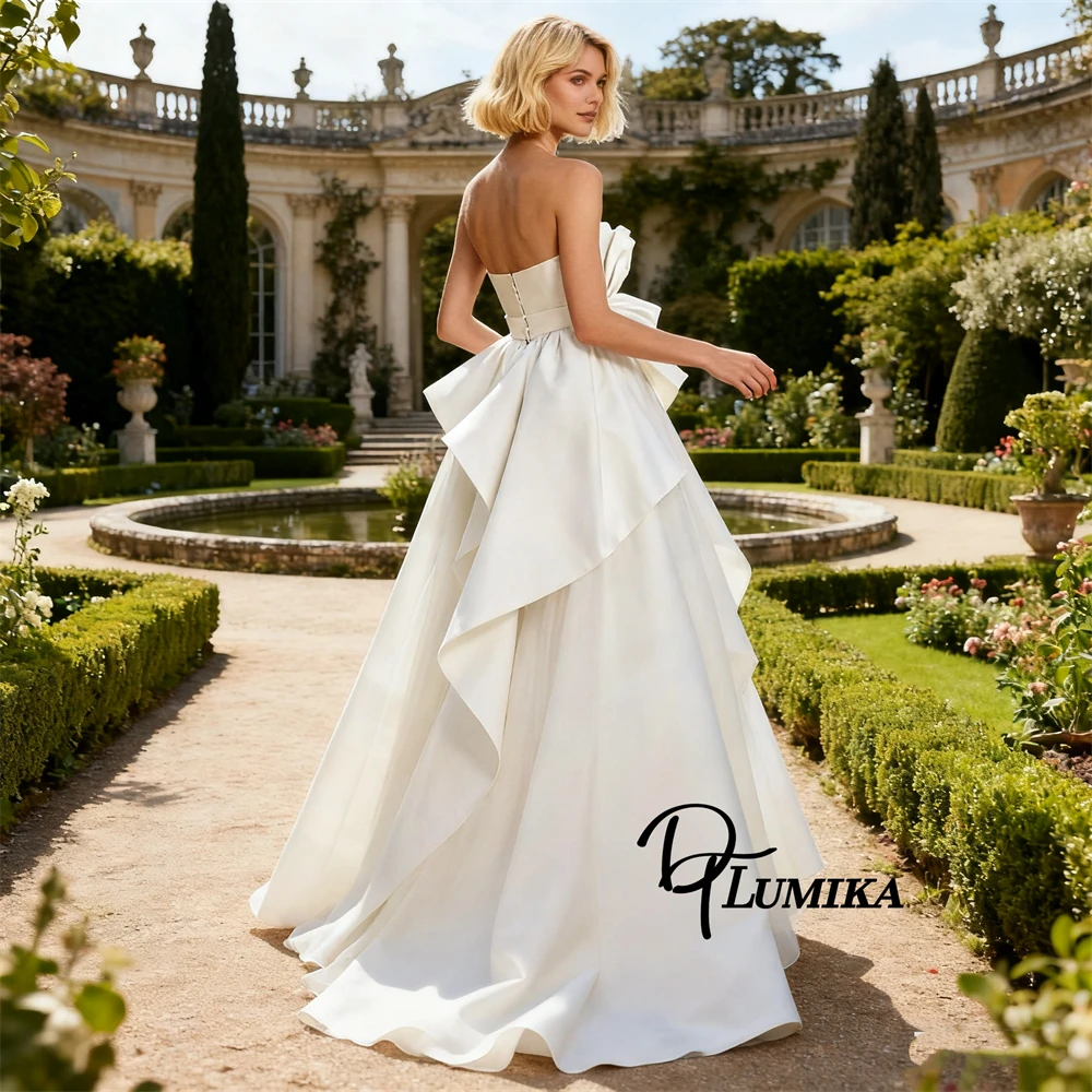 DTLumika New Designer Wedding Dress, Strapless Long Chiffon Tiered Long Bride Dresses Customized Womens Maxi Bridal Gown