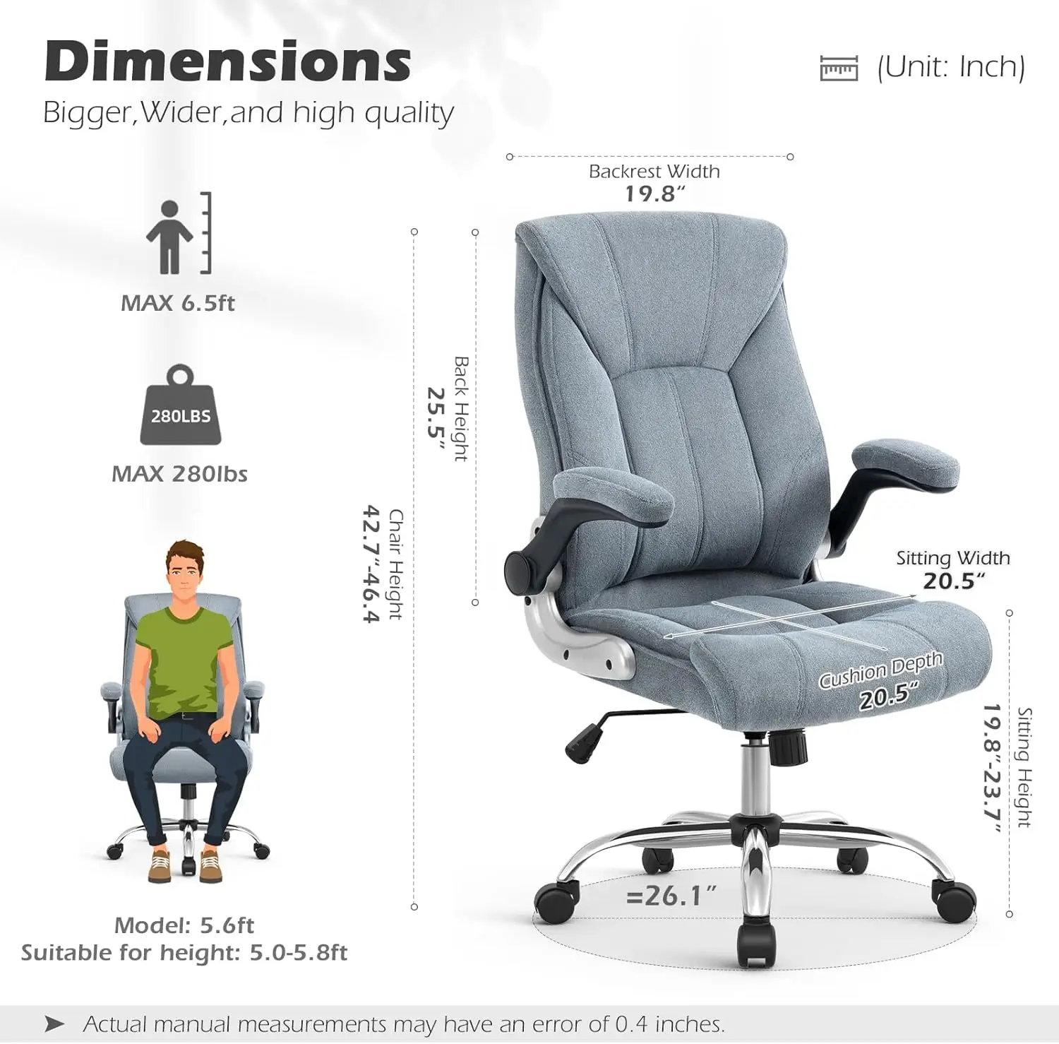 Home Velvet Office Chair, Comfortable Fabric Computer Desk  Wheels, Executive  with Adjustable Height and Lumbar Support,