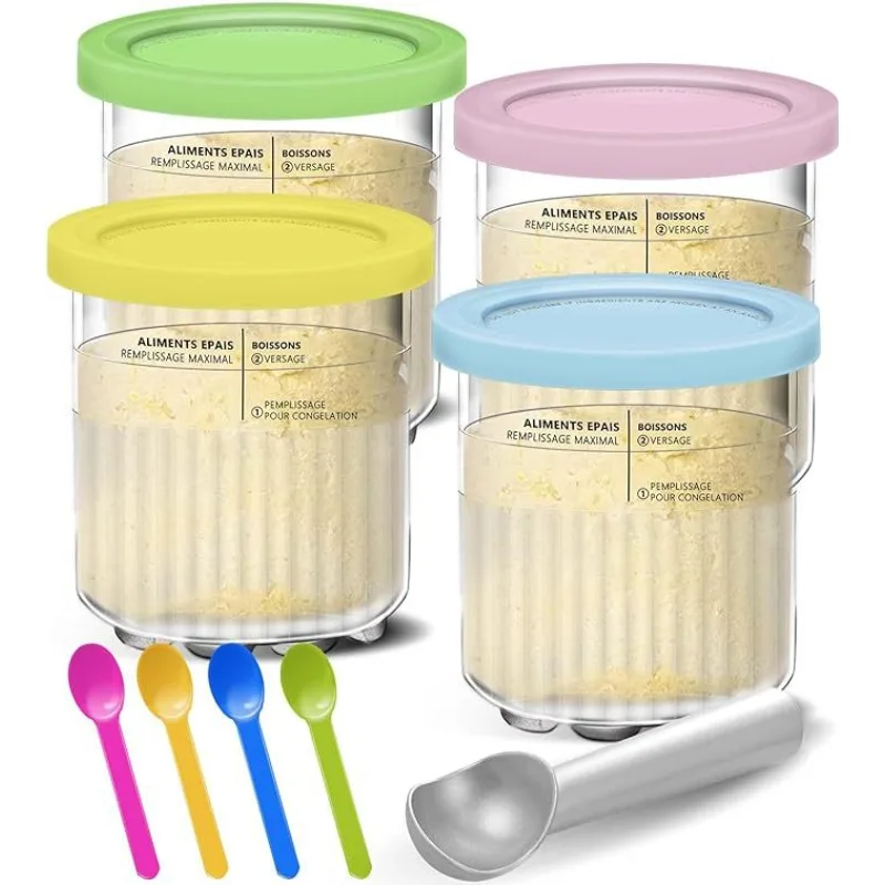 Creami Pints and Lids for Ninja Creamy Icecream Containers Cups Jars Tubs Compatible with NC501 NC500 Ice Cream Maker