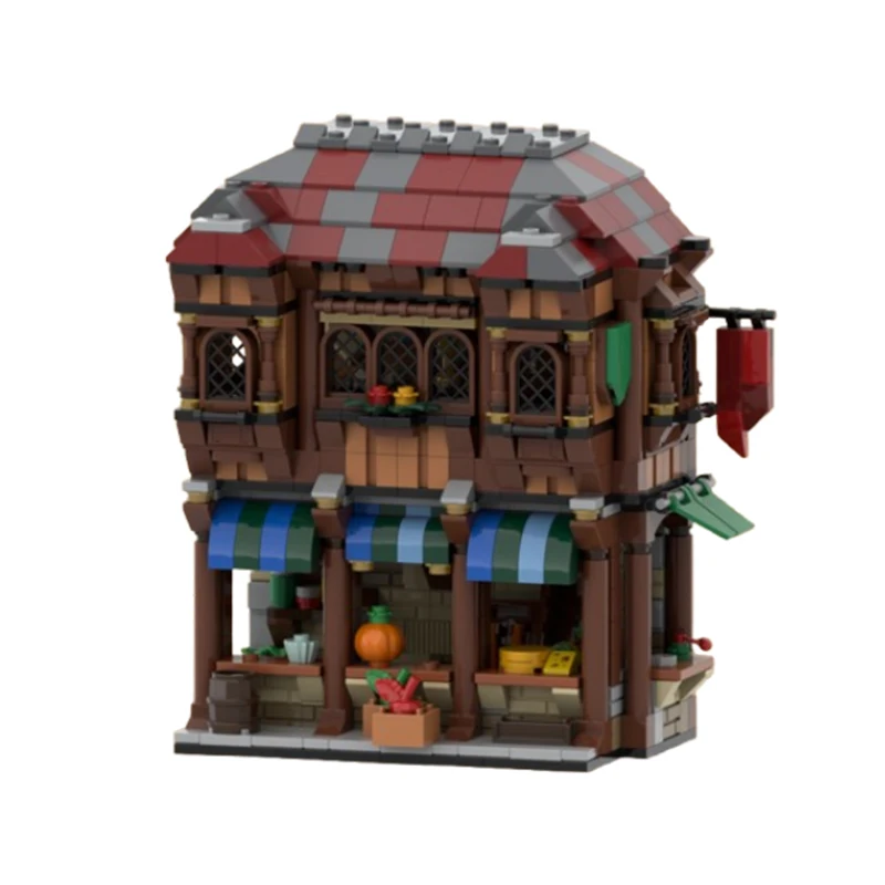 Spot small particle MOC-177014 medieval street view house building series puzzle DIY creative toy model decoration holiday gift