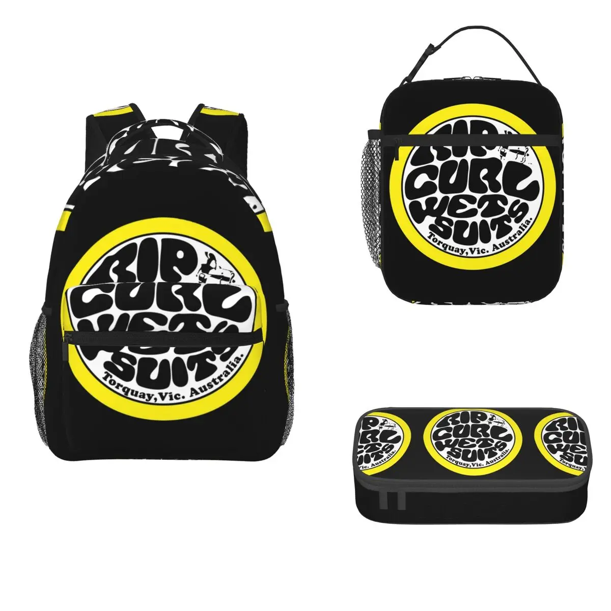 

Rip Curl Backpacks Boys Girls Bookbag Students School Bags Cartoon Kids Rucksack Lunch Bag Pen Bag Three-Piece Set