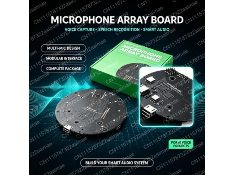 4 Microphone Array USB Development Board AEC AGC Beamforming DoA Noise Suppression 360 Voice Processing Module