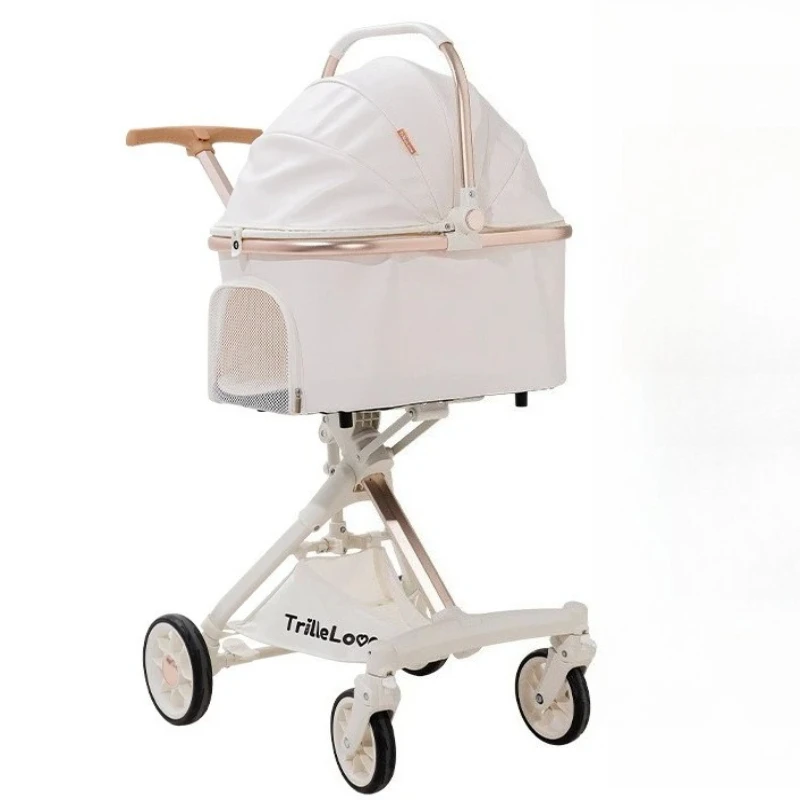 Portable Detachable Cat Carrying Foldable Breathable Outdoor Travel Cat Stroller Waterproof Easy To Clean Pet Stroller Supplies