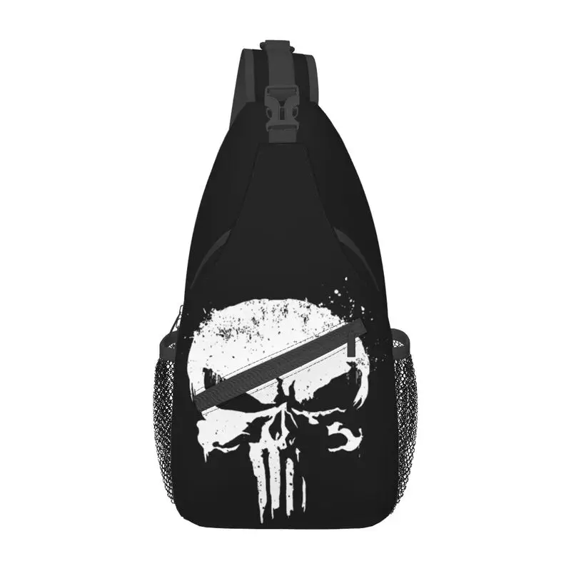 

Cool Vintage Skeleton Punisher Skull Sling Bags for Cycling Camping Men Crossbody Chest Backpack Shoulder Daypack