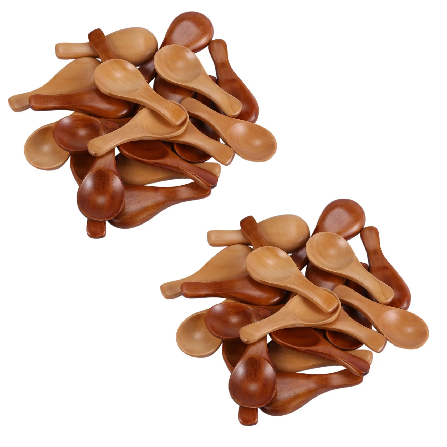 A01F-40 Pieces Small Wooden Spoons Mini Condiments Sugar Seasoning Salt Honey Teaspoon Coffee Tea Jam Mustard Wood Spoons