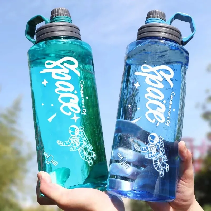 

1.1L-3L Large Capacity Sport Water Bottle With Scale Gradient Plastic Water Cup Portable Fitness Drink Men Water Kettle BPA Free