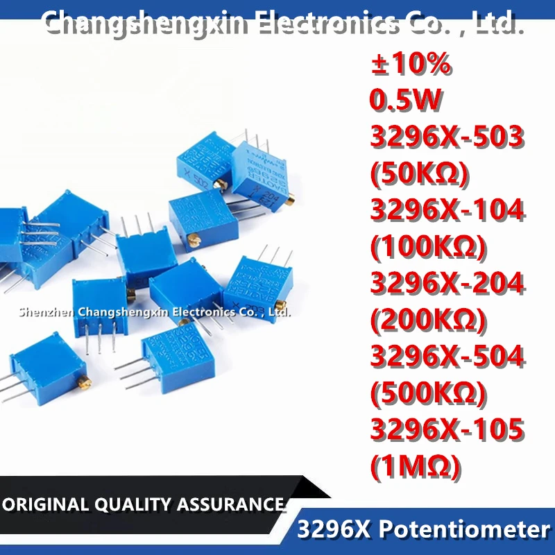 10PCS 3296X-503 3296X-104 204 504 105 50KΩ 100KΩ 200KΩ 500KΩ 1MΩ Multi Turn Precision Side Adjustable Resistance Potentiometer