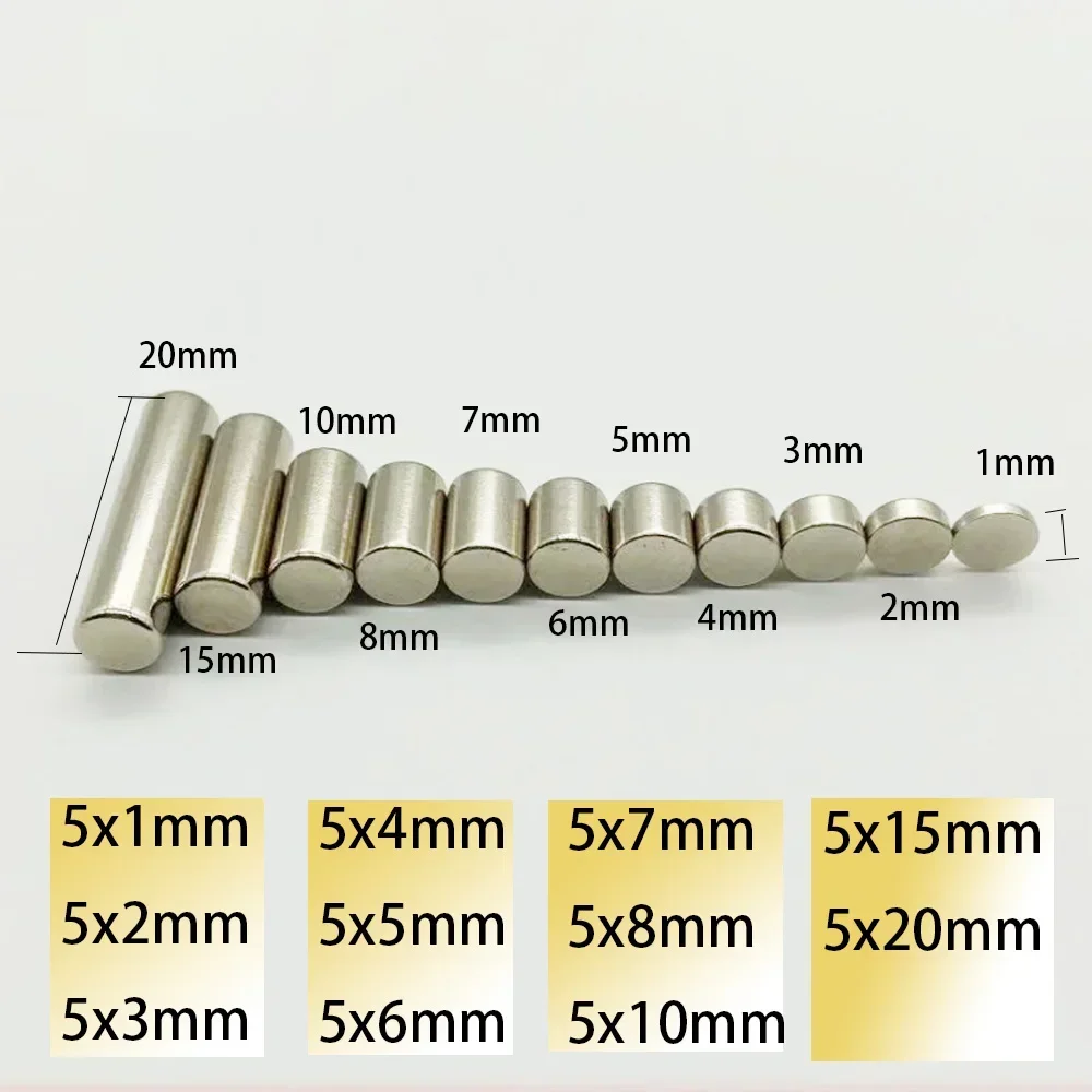 N35 5x8 5x10 5x15 5x20 Round Mini Magnet Super Powerful Middle Neodymium 5*20 Magnets For Door Search Magnetic Fridge