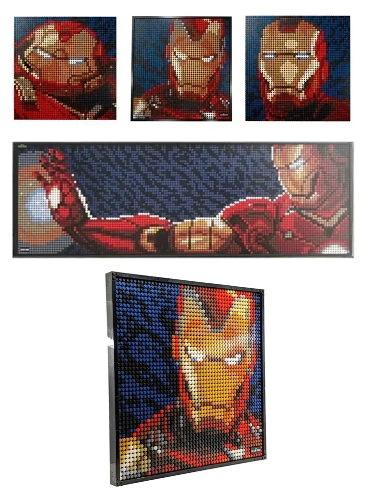 Miniso Ironman Avatar Pixel Art Mosaic Painting Home Decoration Model Building Block Brick Gift Kid Boys Toy