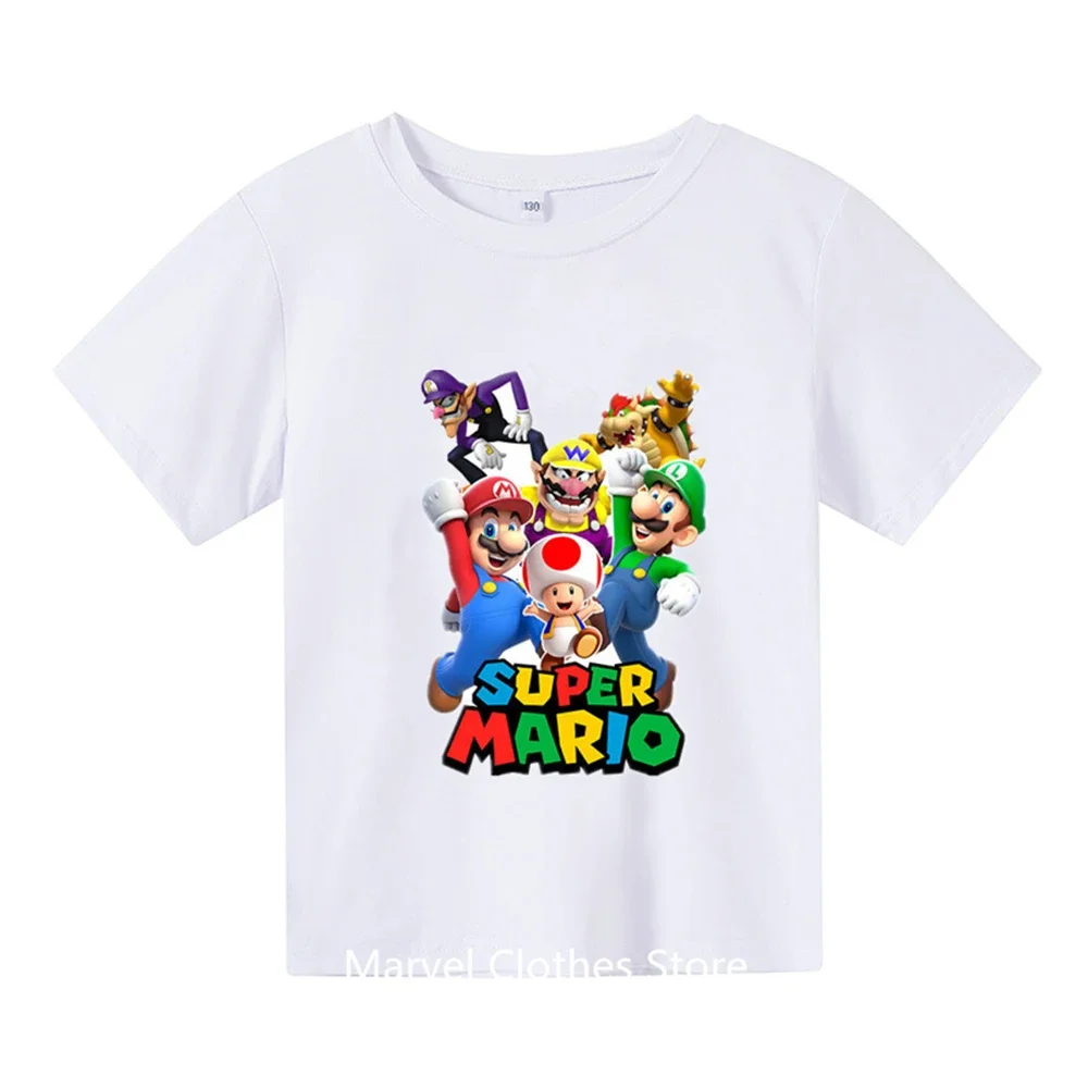 2024 Summer Boys Marios-bros T Shirt Fashion Print Kids T Shirt Boys Cartoon Short Sleeve Baby Girls T Shirt Children's Clothes