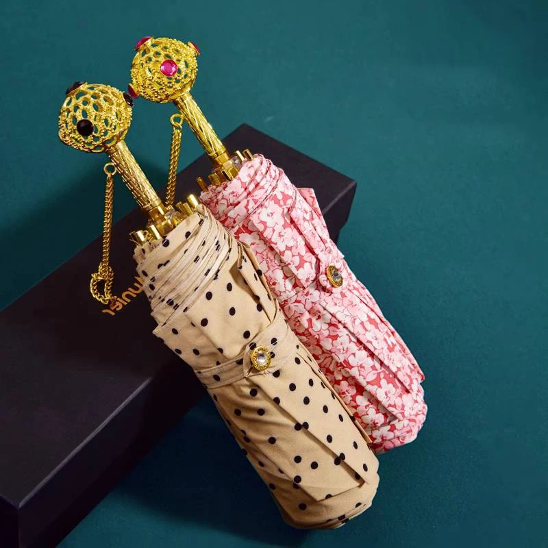 

DanMunier Luxury Folding Umbrella Creative Handle Women Large Umbrellas UV Protection Portable Parasol Outdoor Travel Nice Gifts