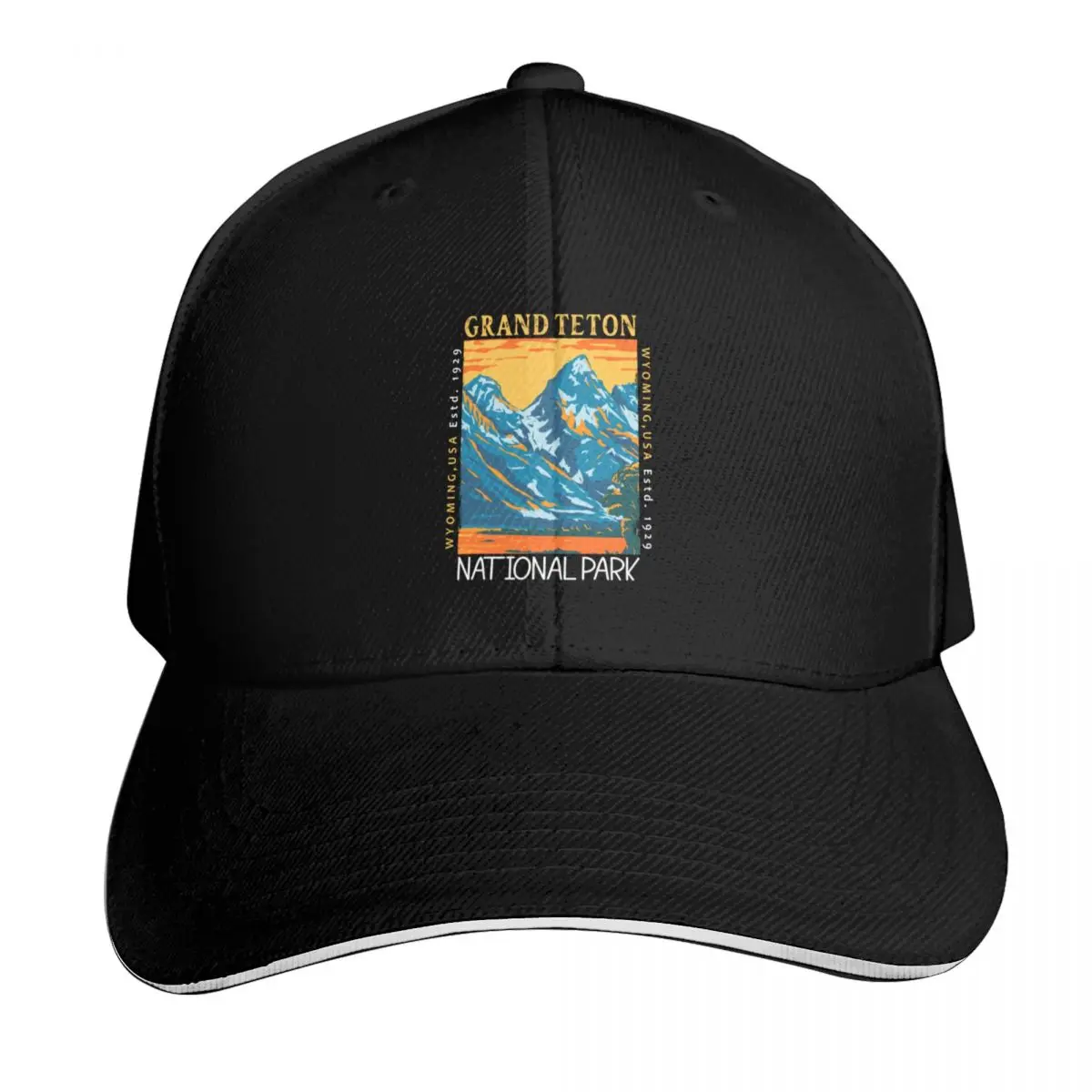 Grand Teton National Park Wyoming Distressed Baseball Cap Snapback Flat Bill Strapback Dad Hat Six Panel Structured Crown