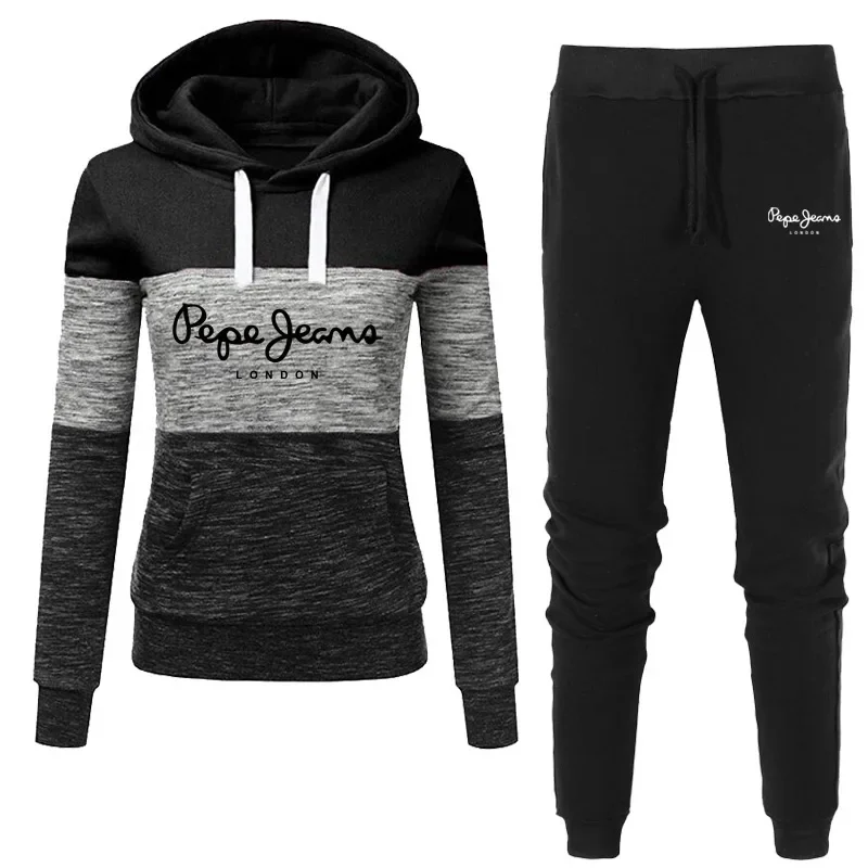 Winter Tracksuit Women 2 Piece Set Print Hoodies+pants Sportwear Women Sports Suit Hooded Sweatshirt Set Female Brand Clothes