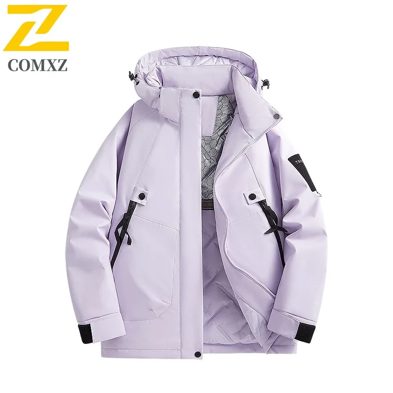 Chaqueta acolchada de algodón de invierno para hombre, abrigo cálido con cuello levantado y plumón para pan, Parka térmica con capucha para nieve juvenil 2025