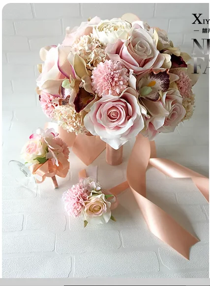 Holding flowers Korean bride bouquet rose artificial flowers wedding photography props wedding decoration ornaments champagne. C