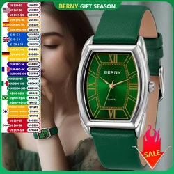 BERNY Women Watch Fashion Leather Strap Elegant Ladies Quartz Watches Multicolor Waterproof Dress Women's Wristwatch