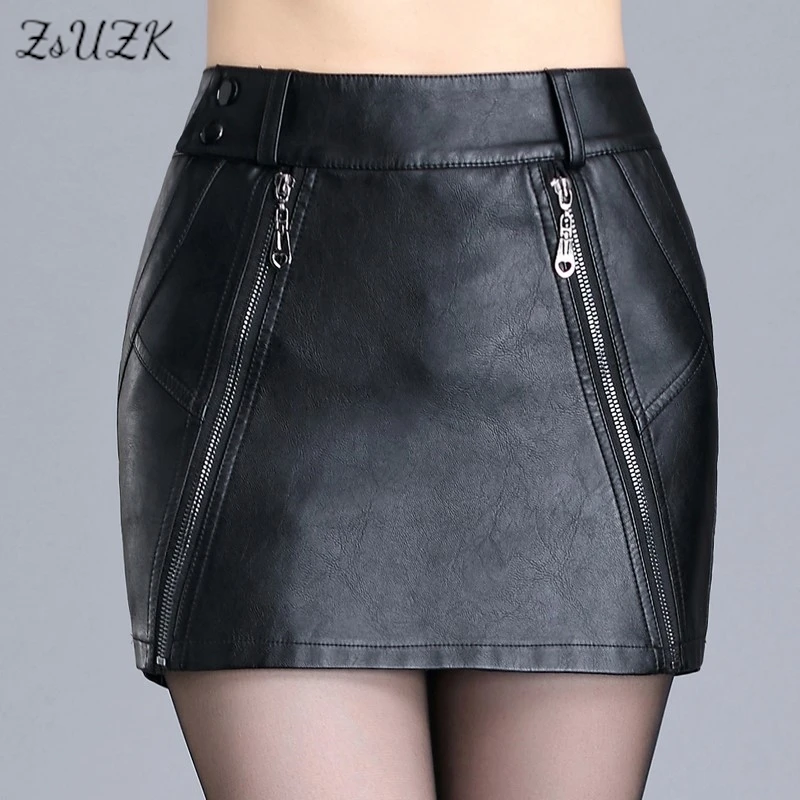 Sexy Pu Leren Rok Shorts Voor Vrouwen Korte Hoge Taille Warp Hip Mini Rok Straat Rits Rok Shorts Show Dun