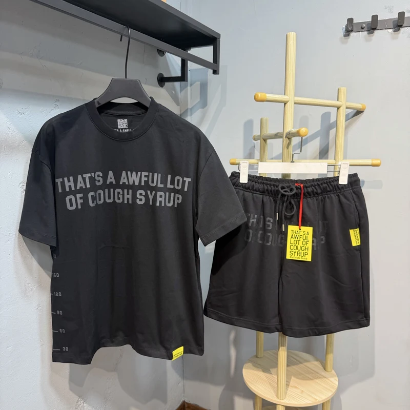 

26SS New Style Letter Print That's A Awful Lot of Cough Syrup Shorts Men's Women's Comfortable Loose Fitting Shorts Stock
