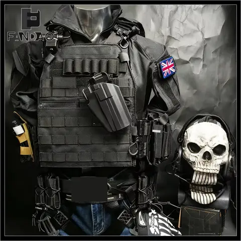 Tactical Ghost Full Set of Equipment Airsoft Cod Vest Jackets Belt Mask Gloves Gear for Outdoor CS Gaming Call of Duty Cosplay