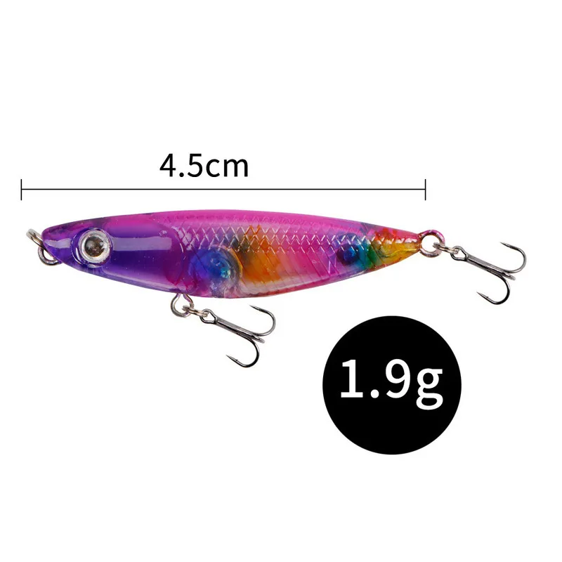 Lure Bait Minnow Object Pencil Floating Zigzag Dog 1.9g/45mm Horse Mouth White Stripe Red Eye Small Cocked Mouth False Bait