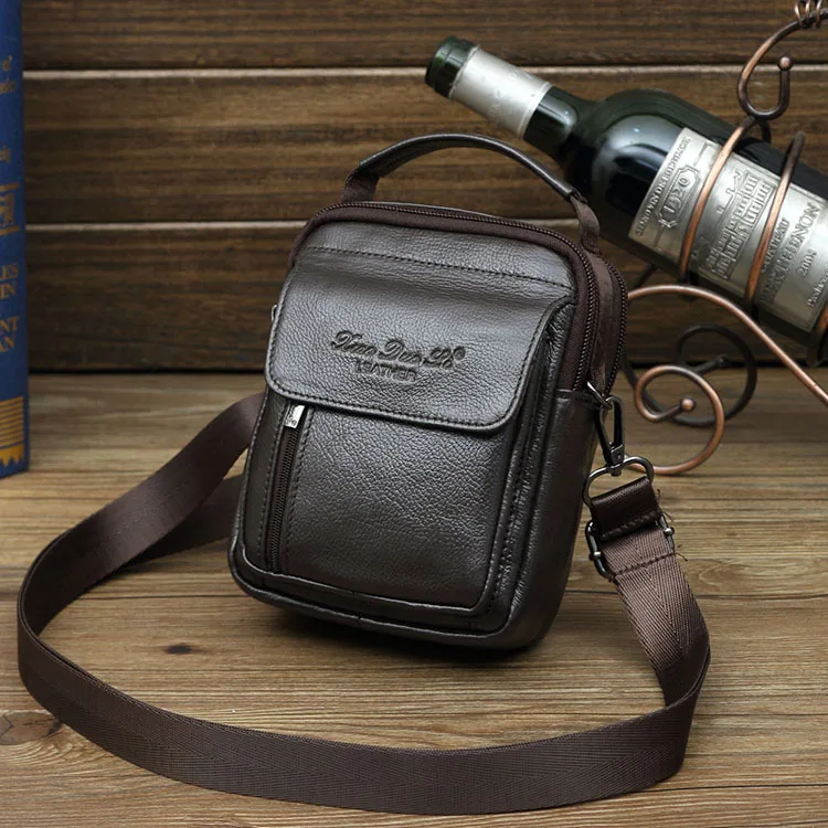 

Men's 5.5 inch wearing belt mobile phone fanny pack 6 inch genuine leather mini messenger shoulder bag large capacity retro casu