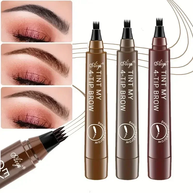 4 Points Eyebrow Pen Eyebrow Tattoo Pen Microblading Eyebrows Pen Waterproof Liquid Eyebrow Pencil Long Lasting Cosmetics 5Color