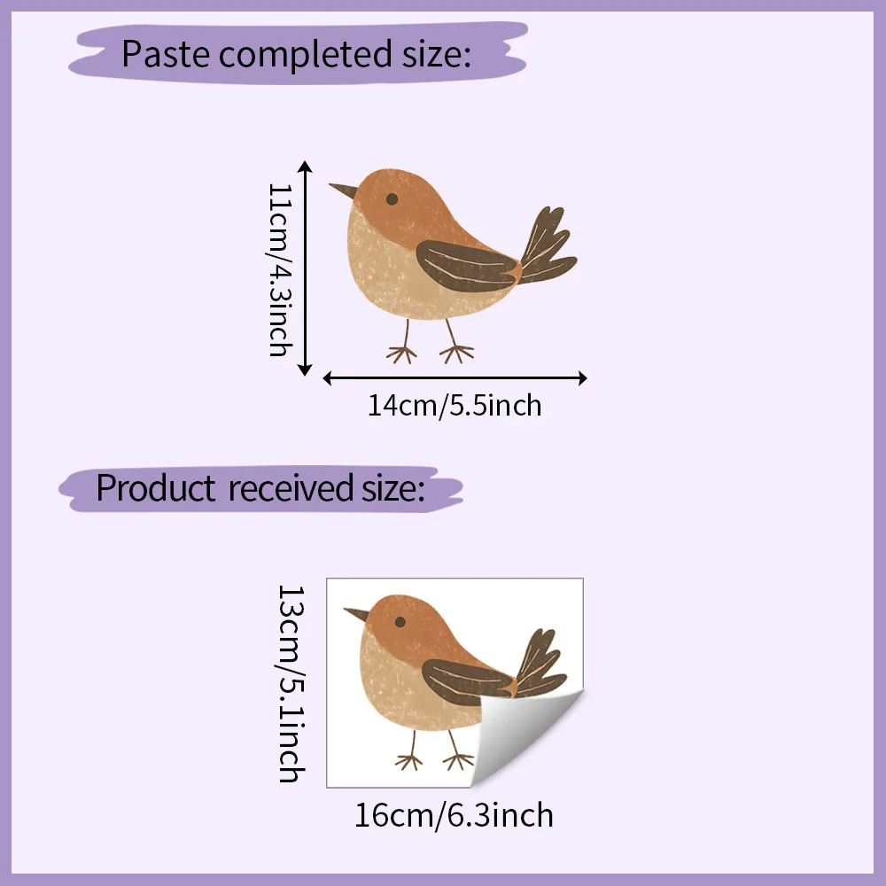 ملصق حائط لطيف على شكل عصفور، 5.9 × 6.3 بوصة طباعة حيوانات شفافة للأشعة فوق البنفسجية للنوافذ، ديكور منزلي ذاتي اللصق، ملصق حائط لديكور الطيور