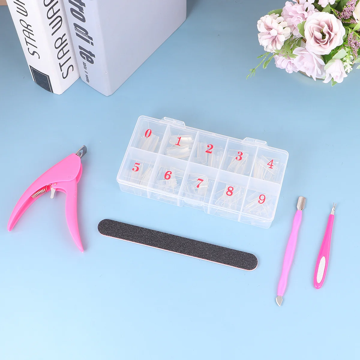 500 pçs kit de ferramentas manicure durável metal plástico unhas falsas arte do prego conjunto prática ferramentas manicure unhas falsas