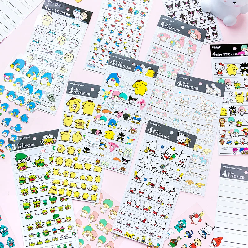 

Cartoon Cute Hello Kitty Hangyodon Kuromi Diy Children Hand Account Stickers Girl's Heart Water Cup Phones Decorative Stickers