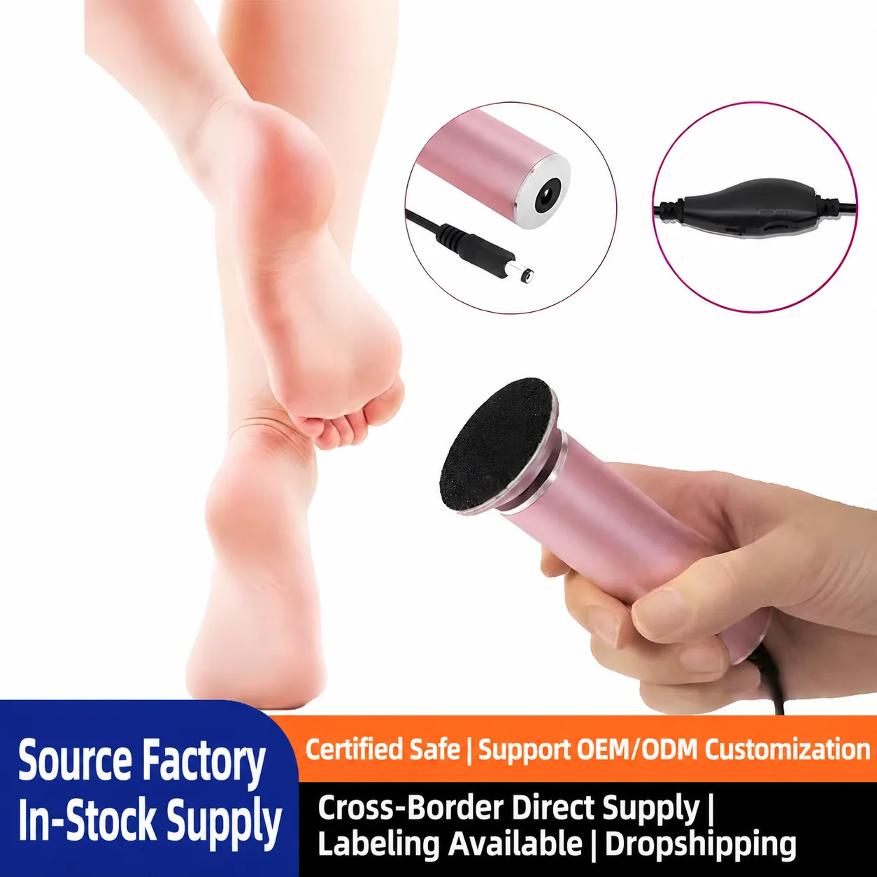 Electric Foot Callus Remover 12V 600RPM Pedicure Tool Kit with 60 Sanding Bands for Dead Skin & Hard Skin Removal, Rechargeable
