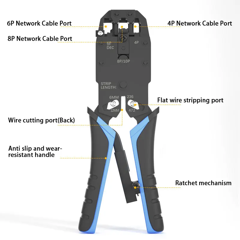 RJ11 / RJ12 / RJ45 / RJ50 8P 10P 6P 4C Network LAN Wire Crimp Tool Connector Net Crimper Pliers