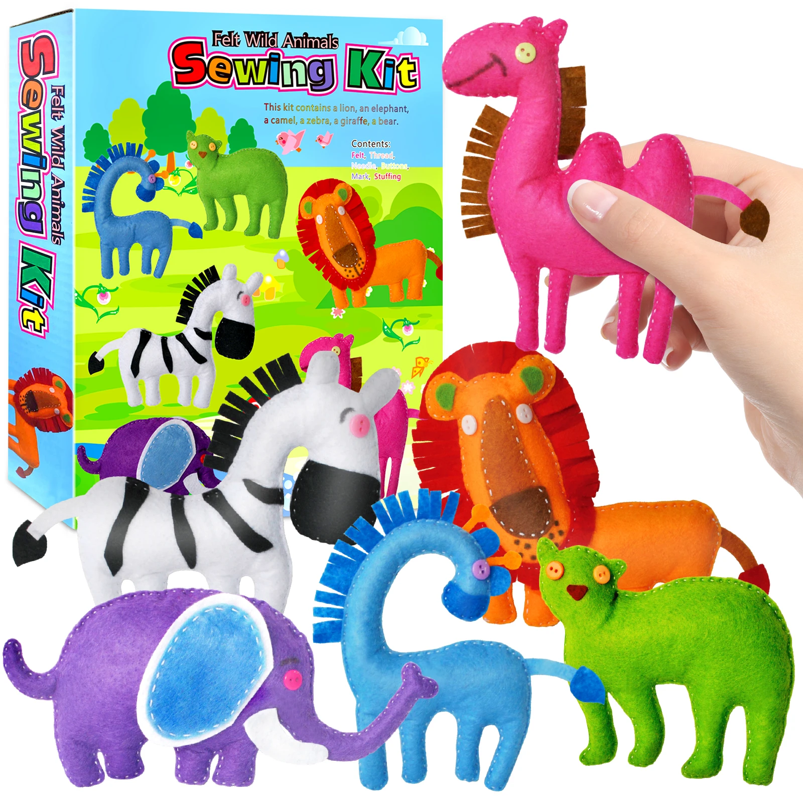 

6 pcs DIY Sewing Fabrics Crafts Felt Supplies Kits Sets Gifts for Kids for Adults for Boy Teenager for Girls