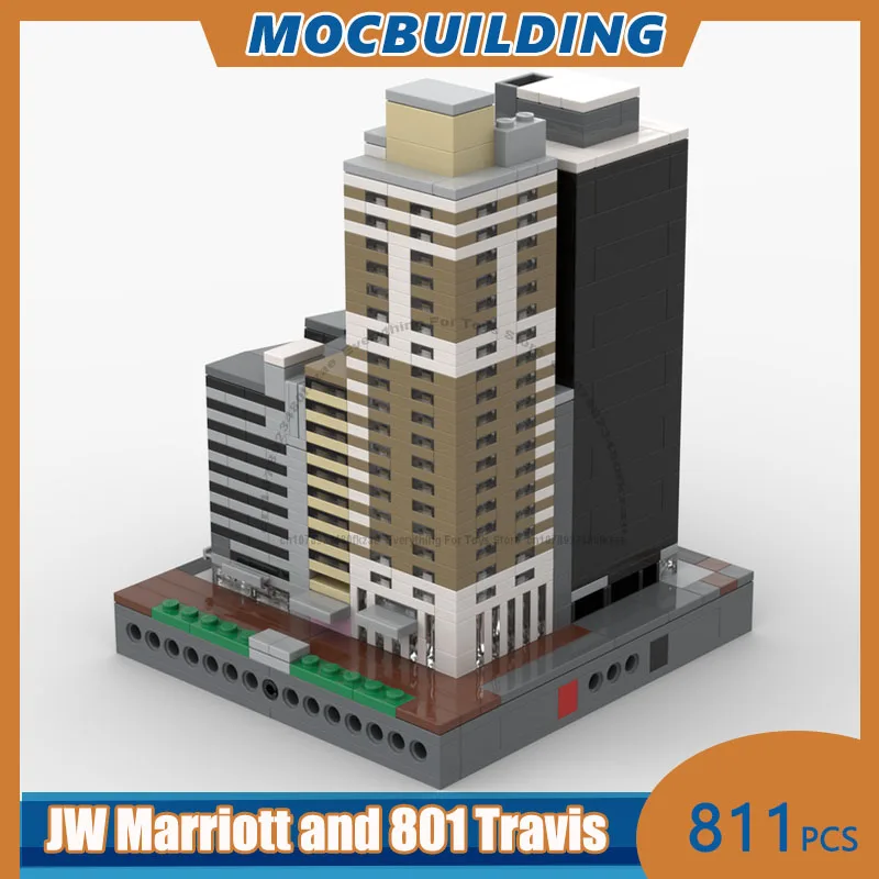 

JW Marriott and 801 Travis 1/2 Micropolis Scale Architecture Model MOC Building Blocks DIY Assemble Bricks Toys Gifts 811PCS