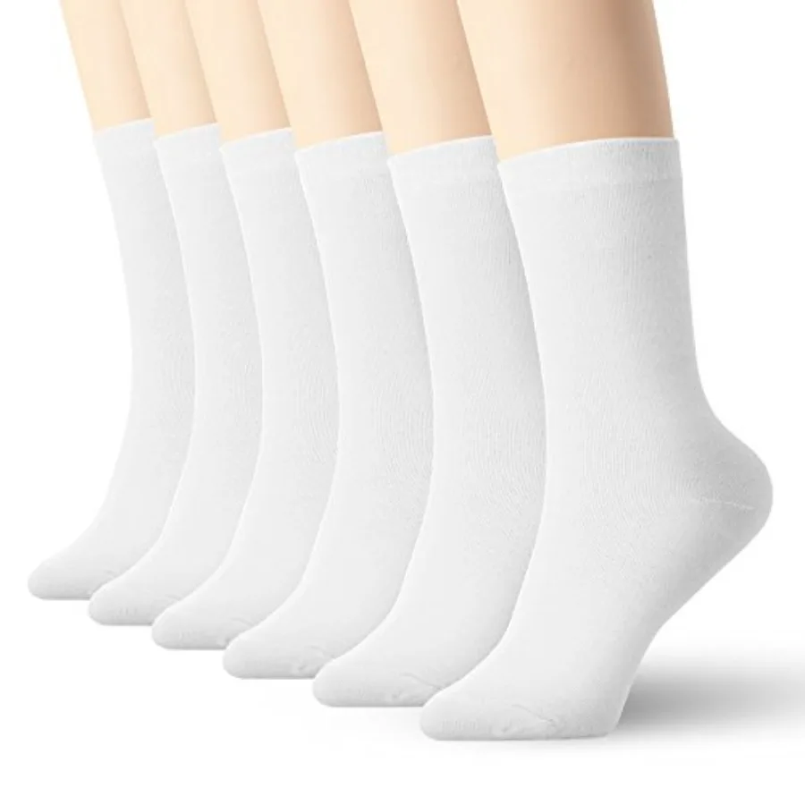

K-LORRA Casual Cotton Crew Socks For Women and Men, Dress Socks, 6 Pairs, Size 6 to 13
