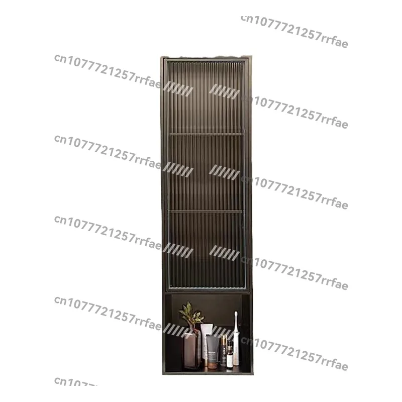 

Waterproof tempered glass door niche recessed bathroom storage with LED light