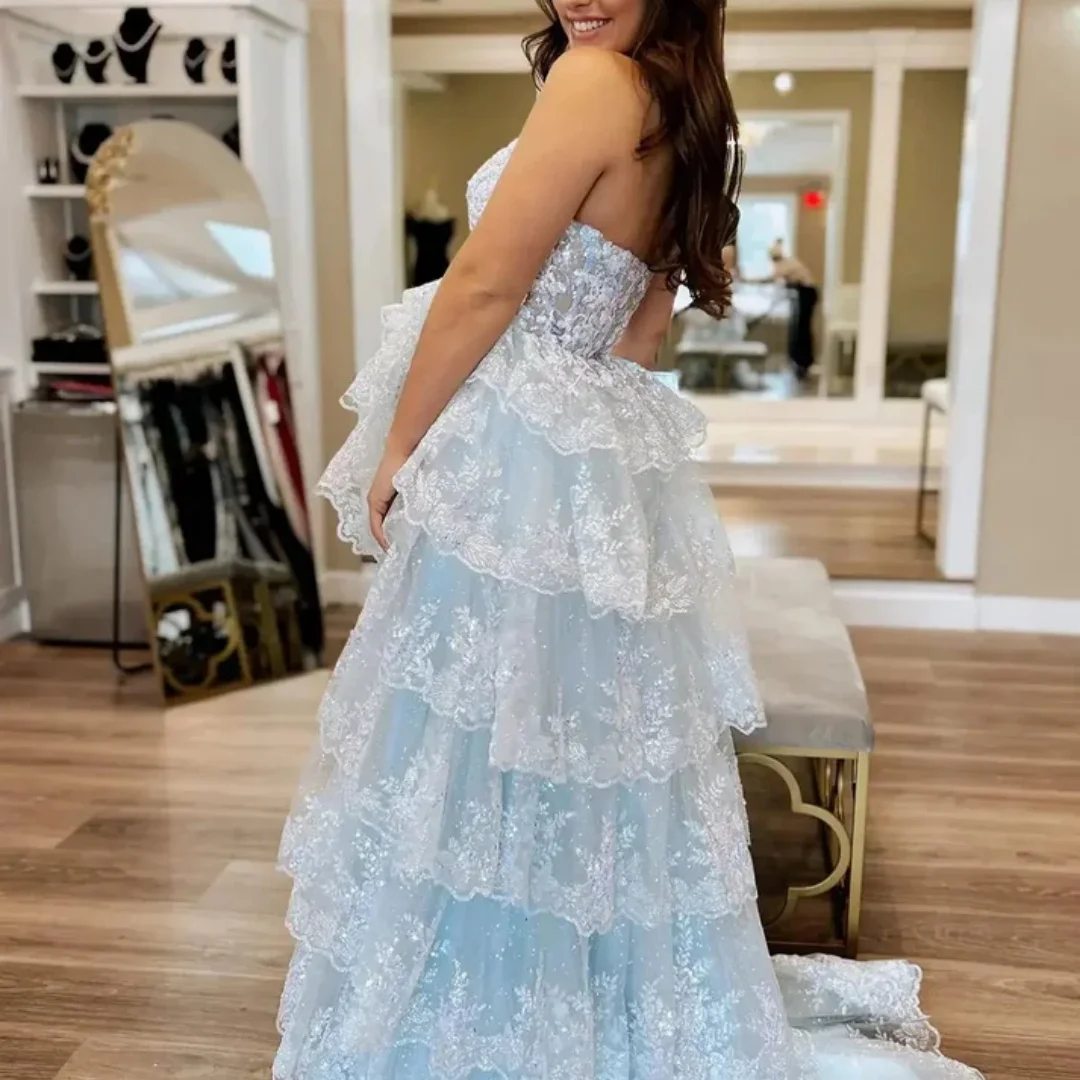 Sansa personalizado multi-camadas vestidos de baile flores bordado فسات İات Gia3). 2025 vestidos de linha A