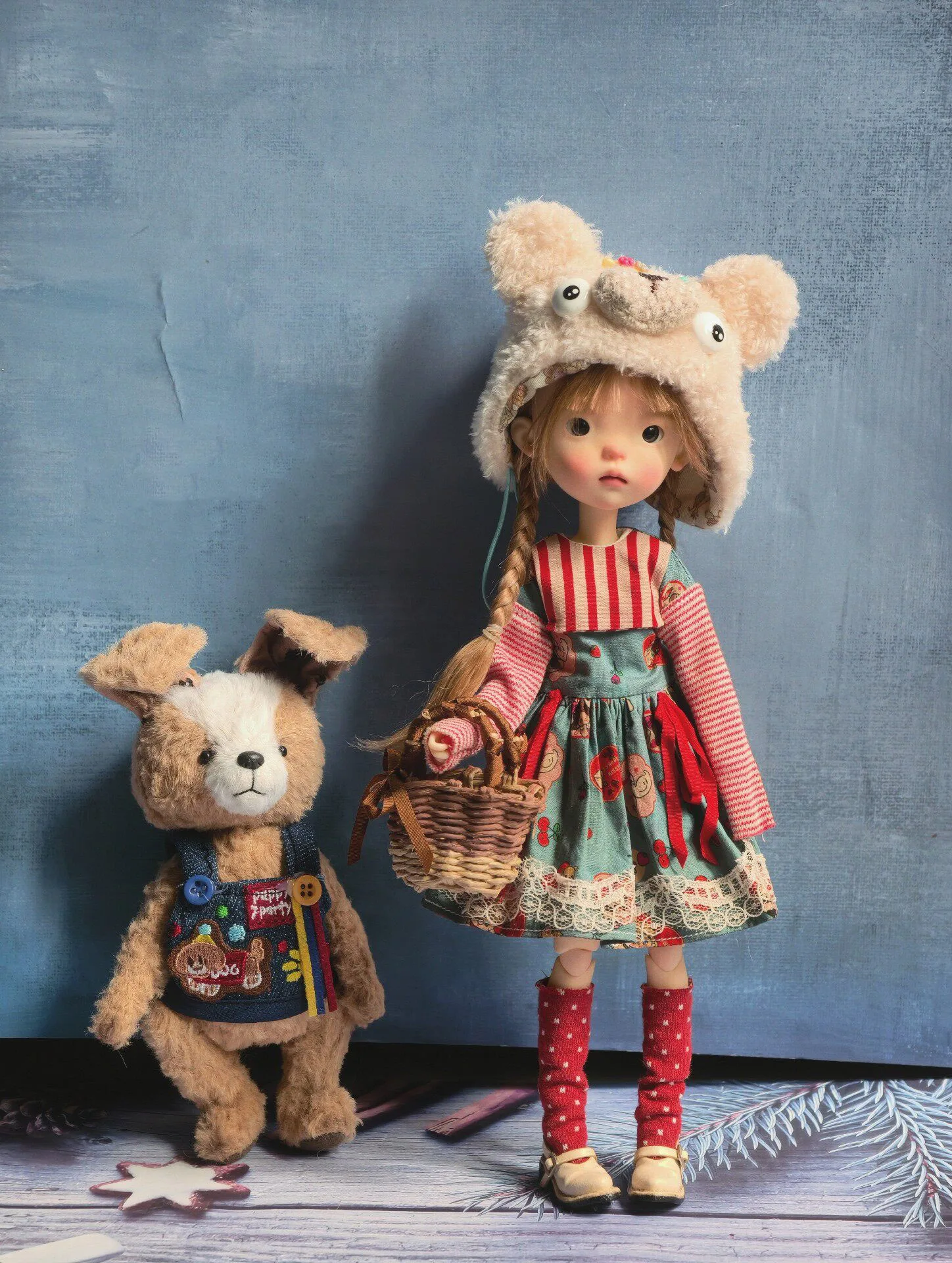 2026-kari-doll-clothes-and-skirts-vintage-coffee-tea-dyed-striped-jumpsuit-with-hat-set-for-landazz-landoudou-doll