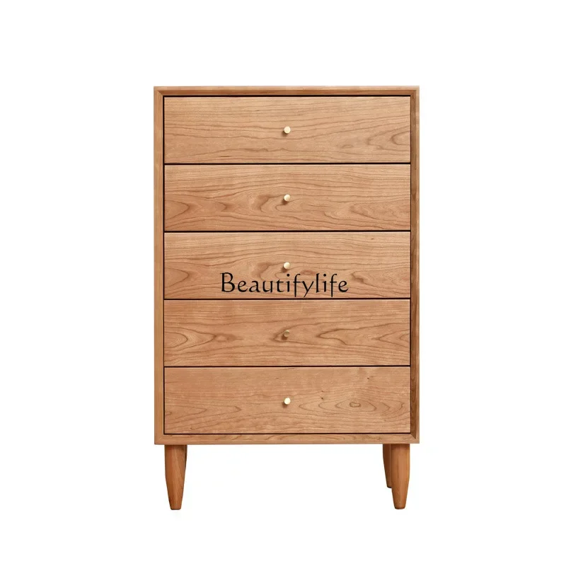 Nordic solid wood chest modern simple storage Japanese cherry white oak cabinet