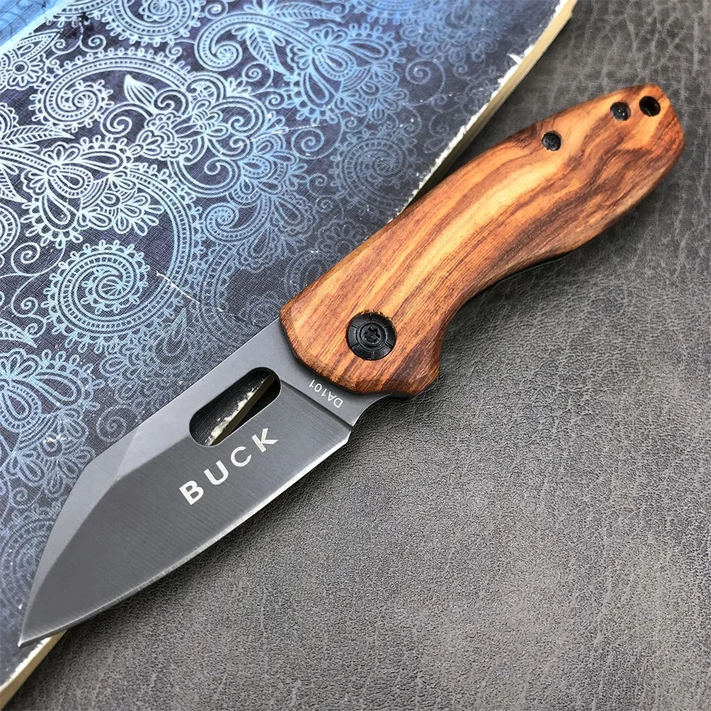 BK DA101 Folding Pocket Knife 440 Steel Blade Steel + Wood Handle High Quality Outdoor EDC Survival Camping Hiking Hunting Tool