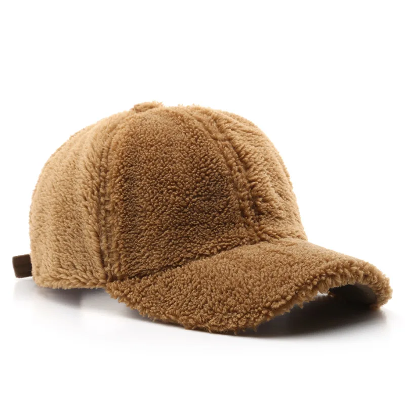 D&T 2022 New Fashion Women's Solid Color Warm Granular Fleece Adjustable Casual Simple Style Outdoor Sun Protection Peaked Cap