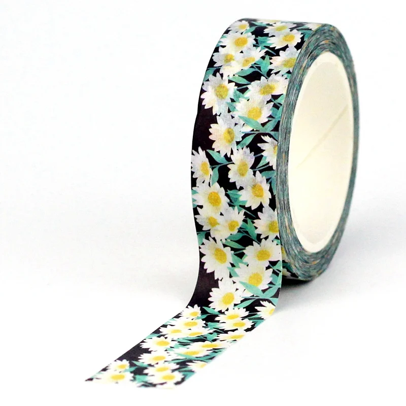 2023 NEW 1PC 10M Decor White Daisy Washi Tape for Scrapbooking Planner Adhesive Masking Tape Cute Papeleria